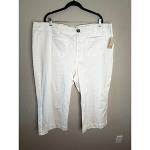 NWT Nurture by Westbound Plus Size White Patch Pocket Wide Leg Cropped Pants 24W